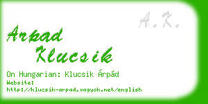 arpad klucsik business card