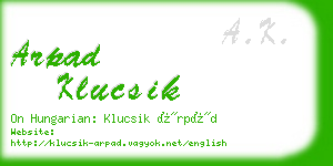 arpad klucsik business card